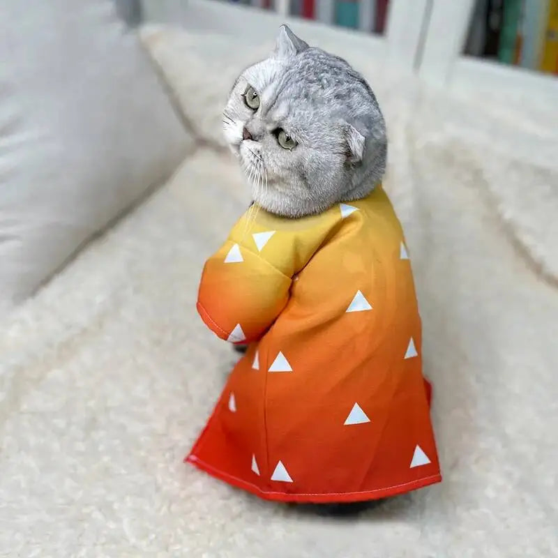 Halloween Pets Cosplay Costume Zenitsu Pet Cosplay Spring Summer Cat Clothing Cute Kitten Cat Clothes Zenitsu Dogs Clothing