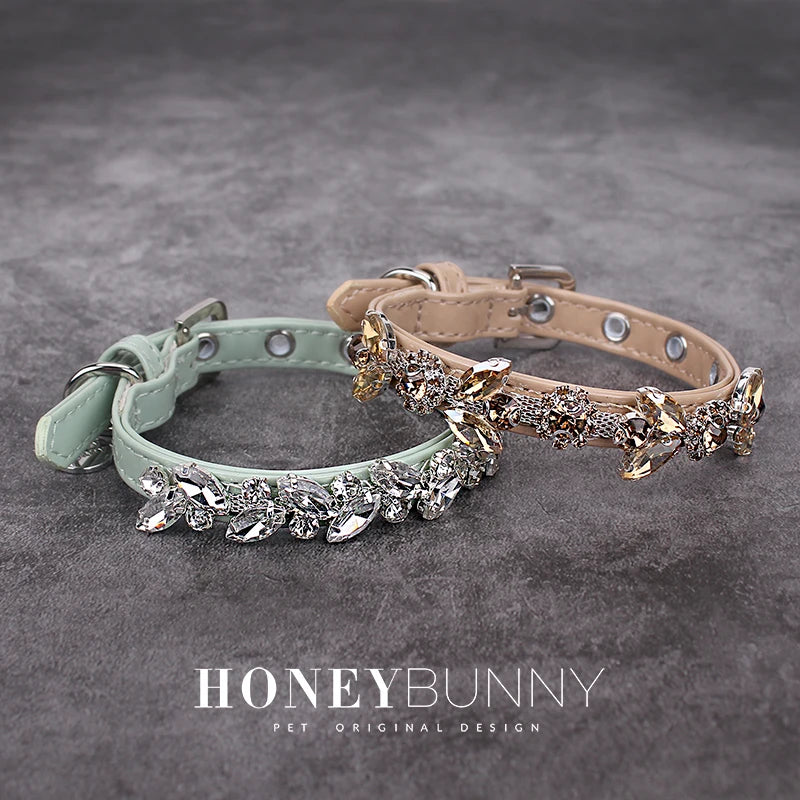 Pet Dog Luxury Leather Collar Leash with Rhinestone Bling Blink Butterfly Fashion Pet Leash Accessories Blind Drop Shipping