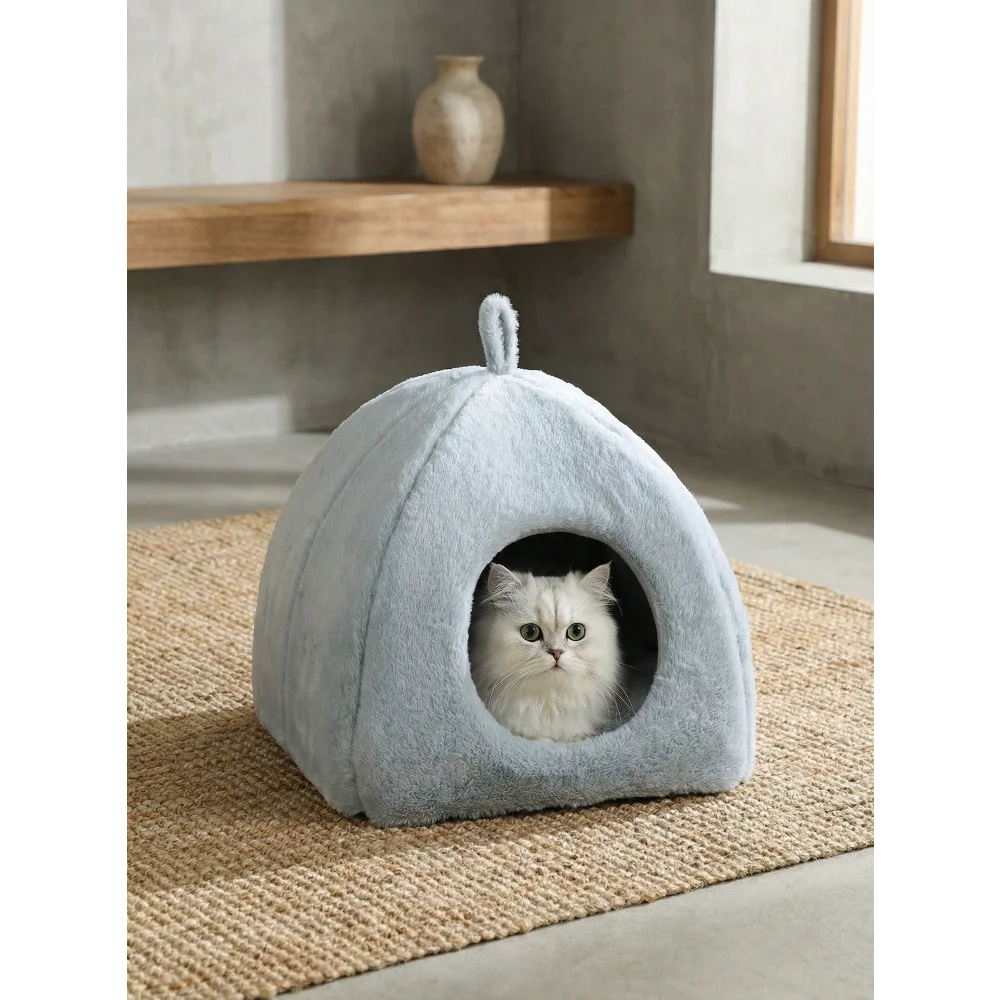 1pc Detachable Washable Cat Bed House, Warm Pet Cave Nest for Indoor Cats, Puppies and Rabbits, Winter Use