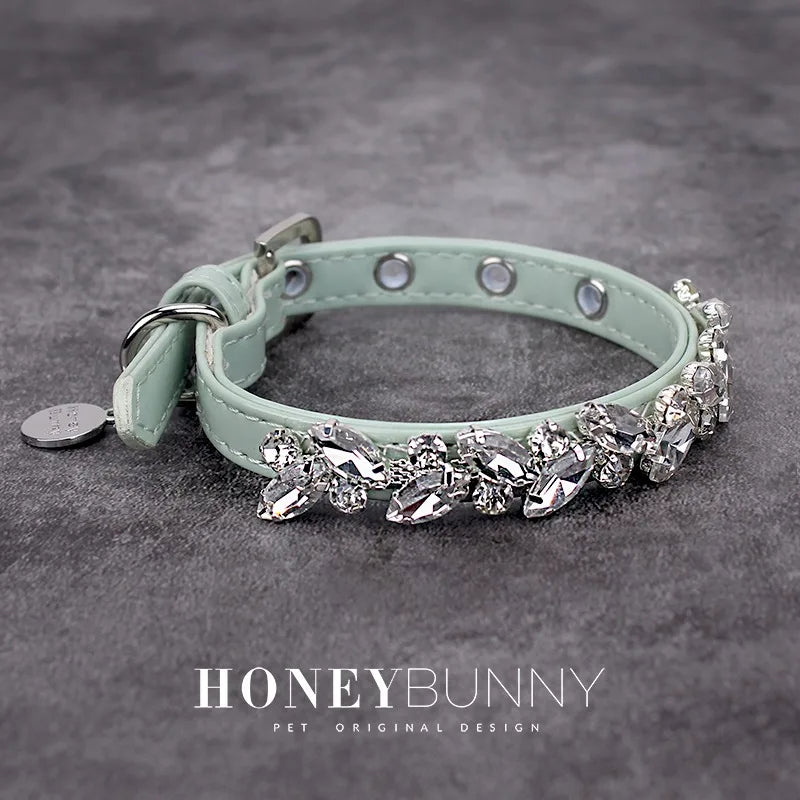 Pet Dog Luxury Leather Collar Leash with Rhinestone Bling Blink Butterfly Fashion Pet Leash Accessories Blind Drop Shipping