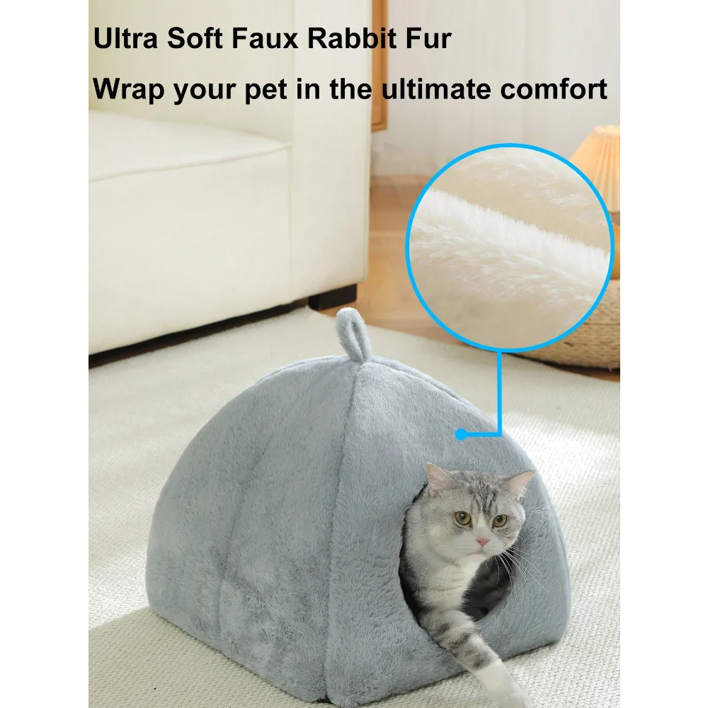 1pc Detachable Washable Cat Bed House, Warm Pet Cave Nest for Indoor Cats, Puppies and Rabbits, Winter Use