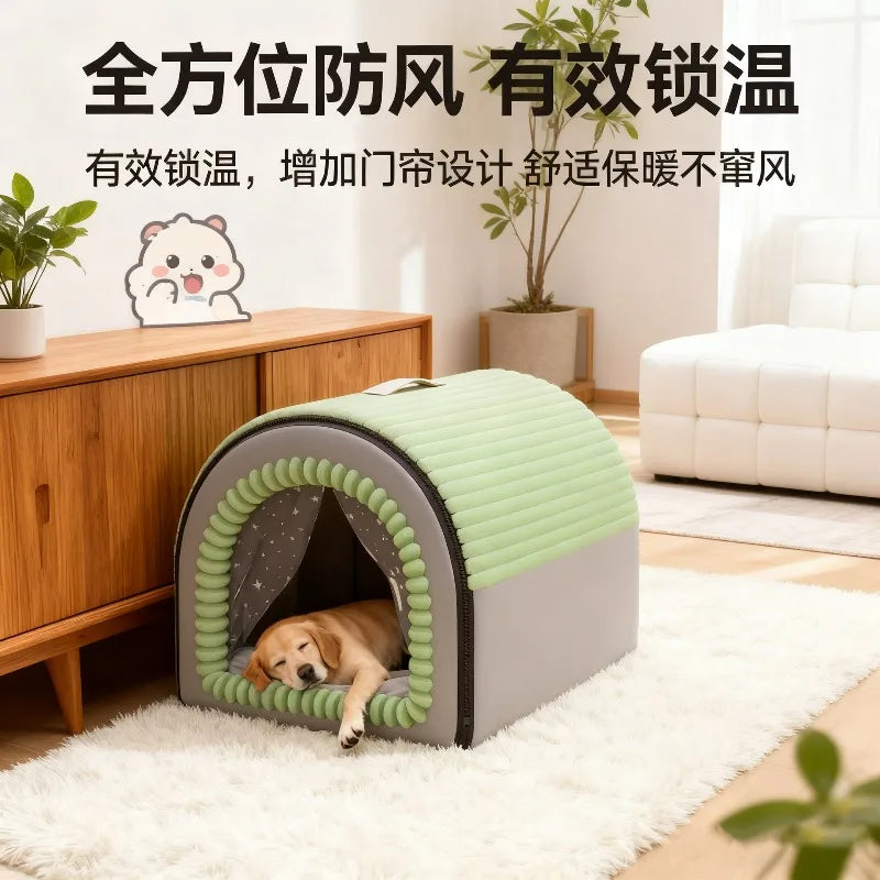 Winter Warm Enclosed Pet Tent for Cats Dogs, Soft Washable Indoor Pet Bed House All Seasons