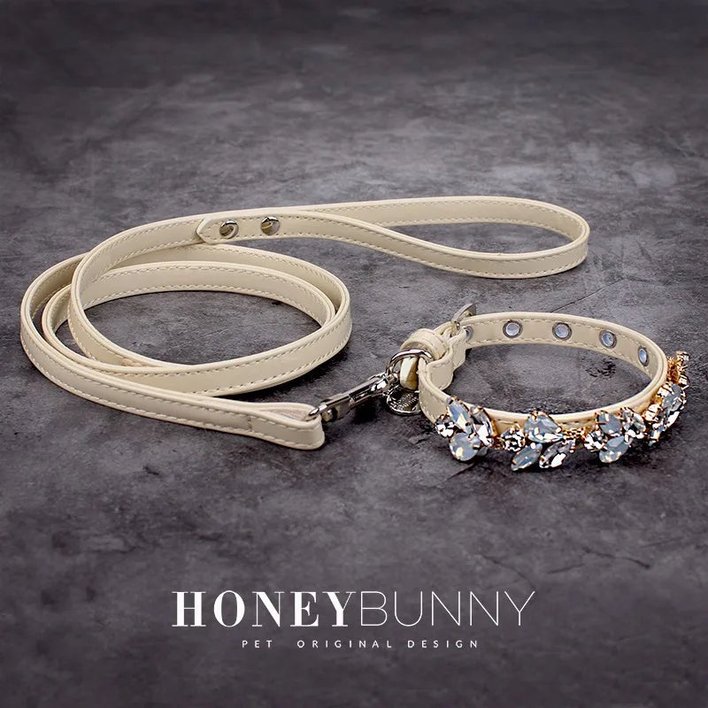 Pet Dog Luxury Leather Collar Leash with Rhinestone Bling Blink Butterfly Fashion Pet Leash Accessories Blind Drop Shipping