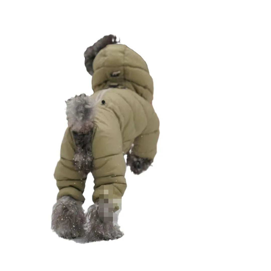 Korean Teddy Poodle Small Dog Pet Dog Winter Clothes Four Legged Coat Thick Down Cotton Jacket for Warmth and Cold Protection